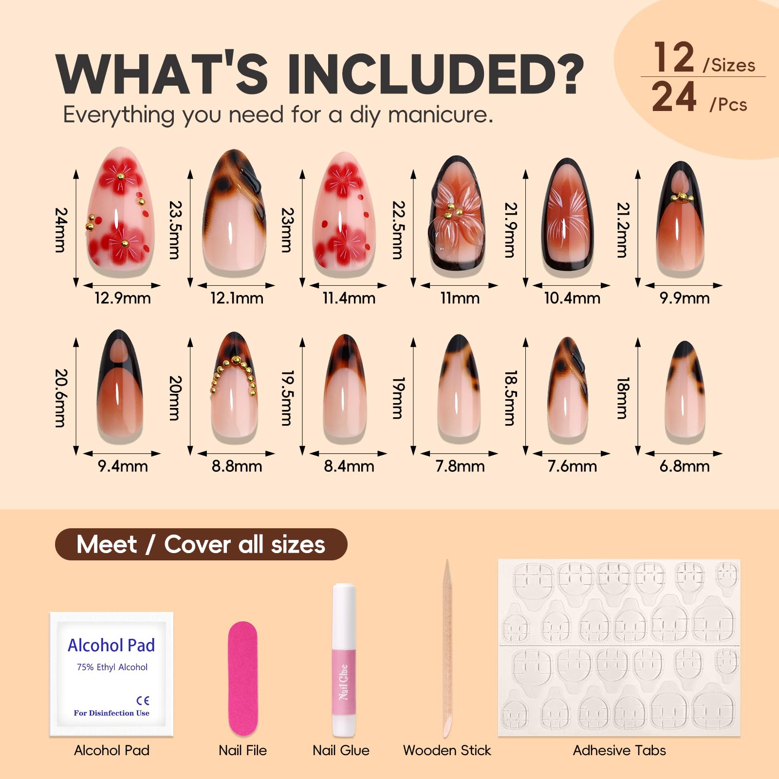 Hosaily tortoiseshell and leopard print almond nail design
