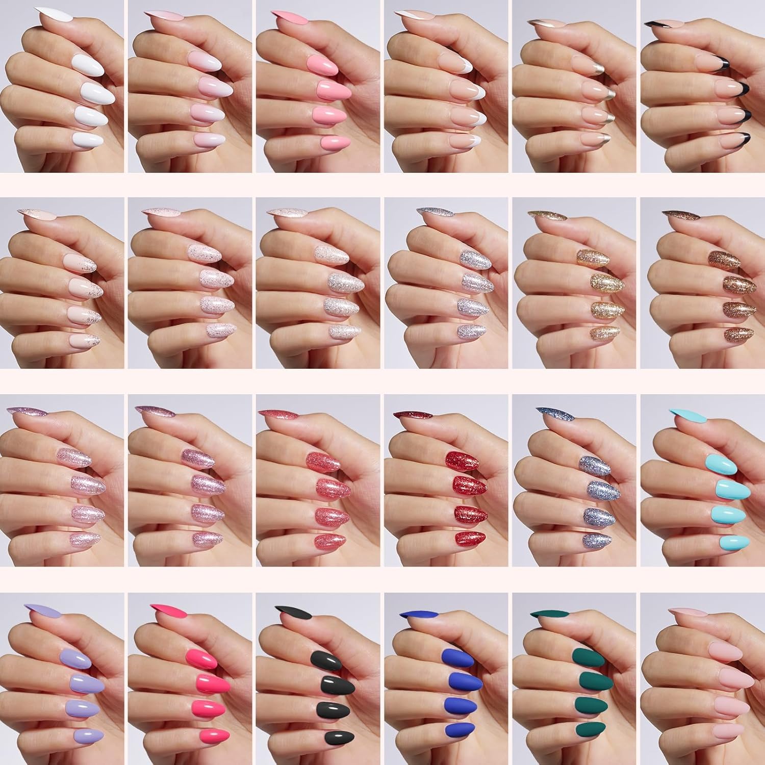 Assortment of 24 colors in the Beetles press on nails kit