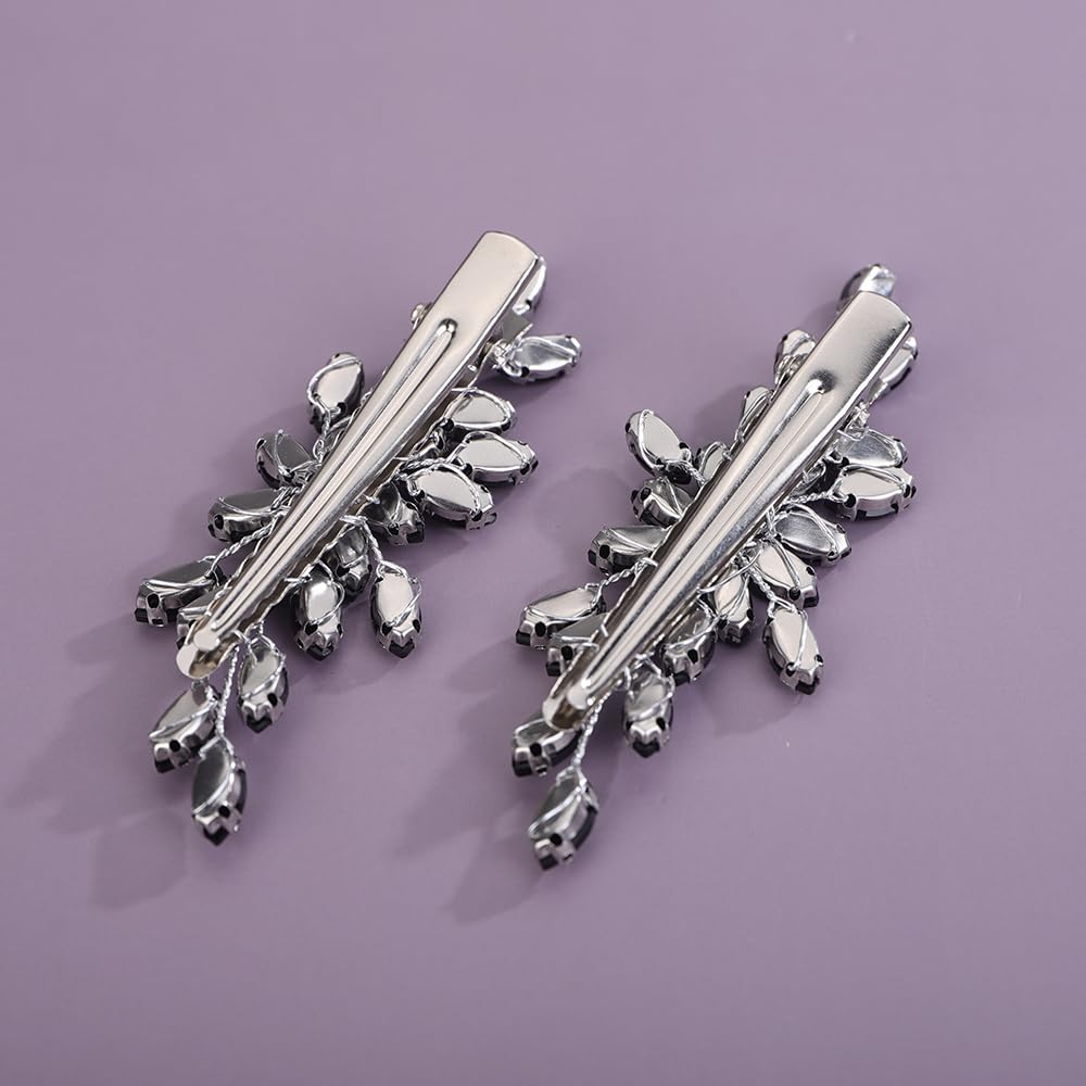 Teyglen sparkly crystal hair piece packaging details showing black and silver rhinestones