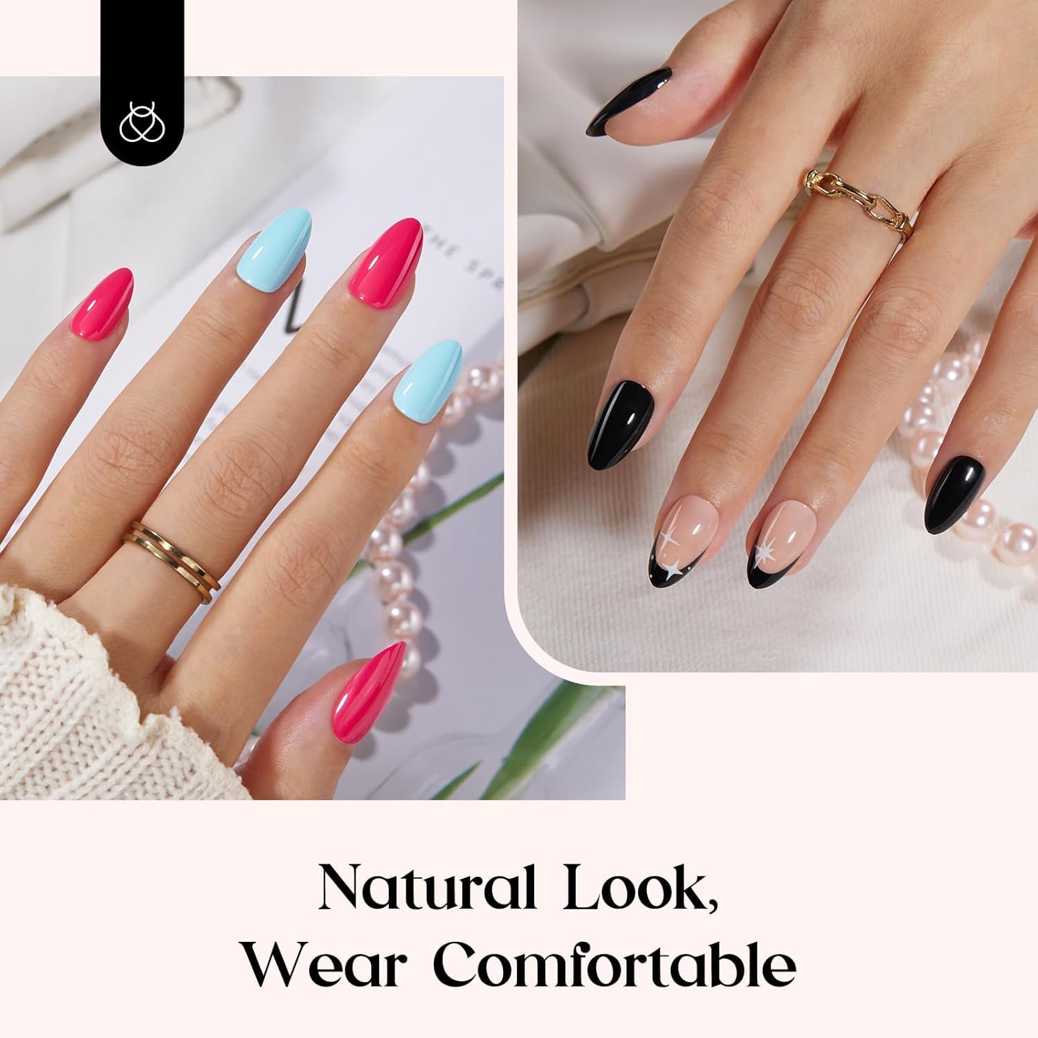 Matte and glitter finish press on nails from the Beetles collection