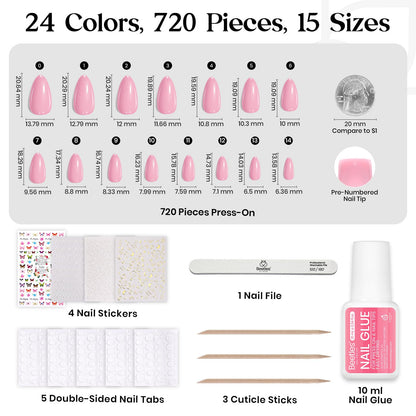 Beetles nail kit accessories including glue and adhesive tabs