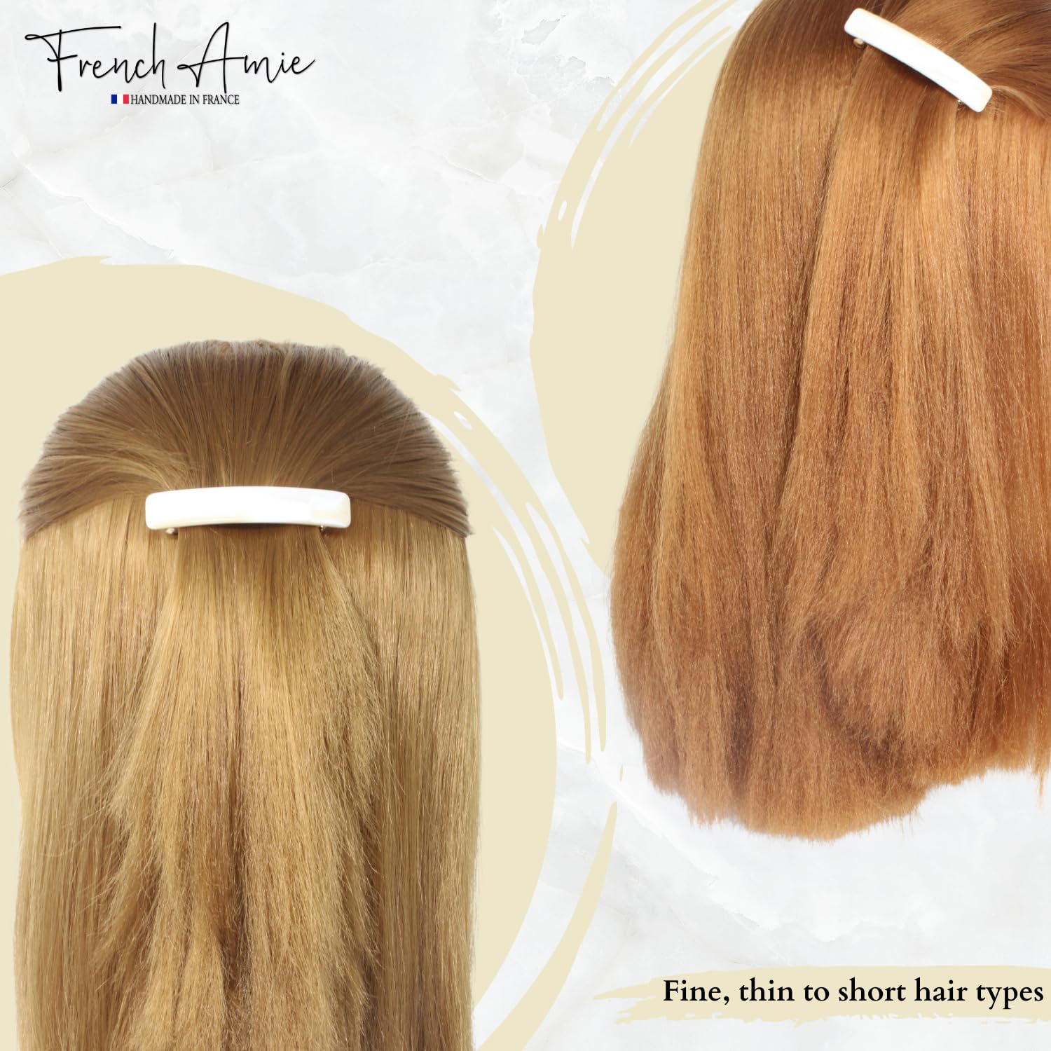 French Amie premium handmade celluloid hair accessory side profile