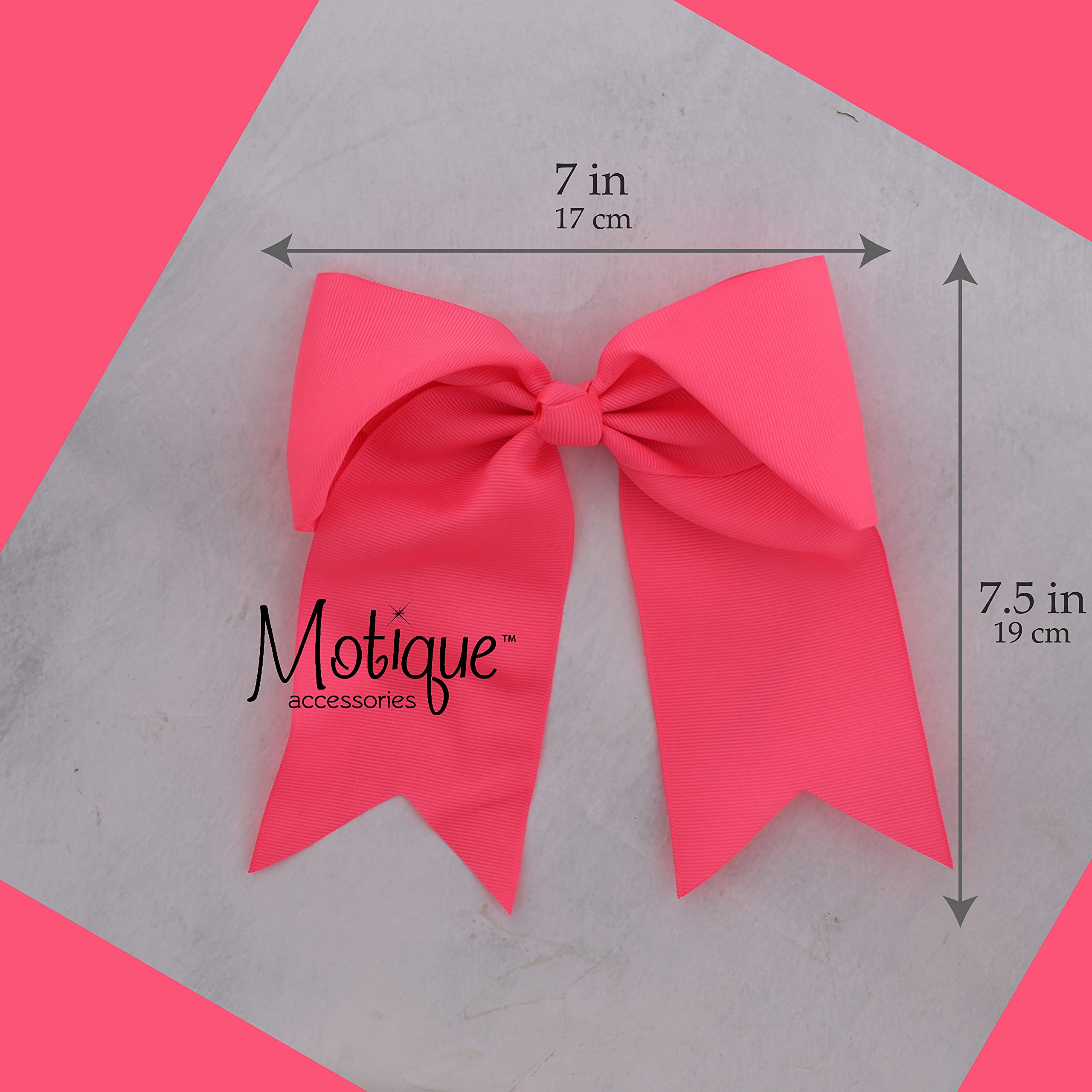 Motique Accessories large pink coquette style hair bow clip packaging view representing authentic imported quality.