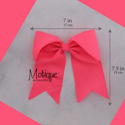 Motique Accessories large pink coquette style hair bow clip packaging view representing authentic imported quality.