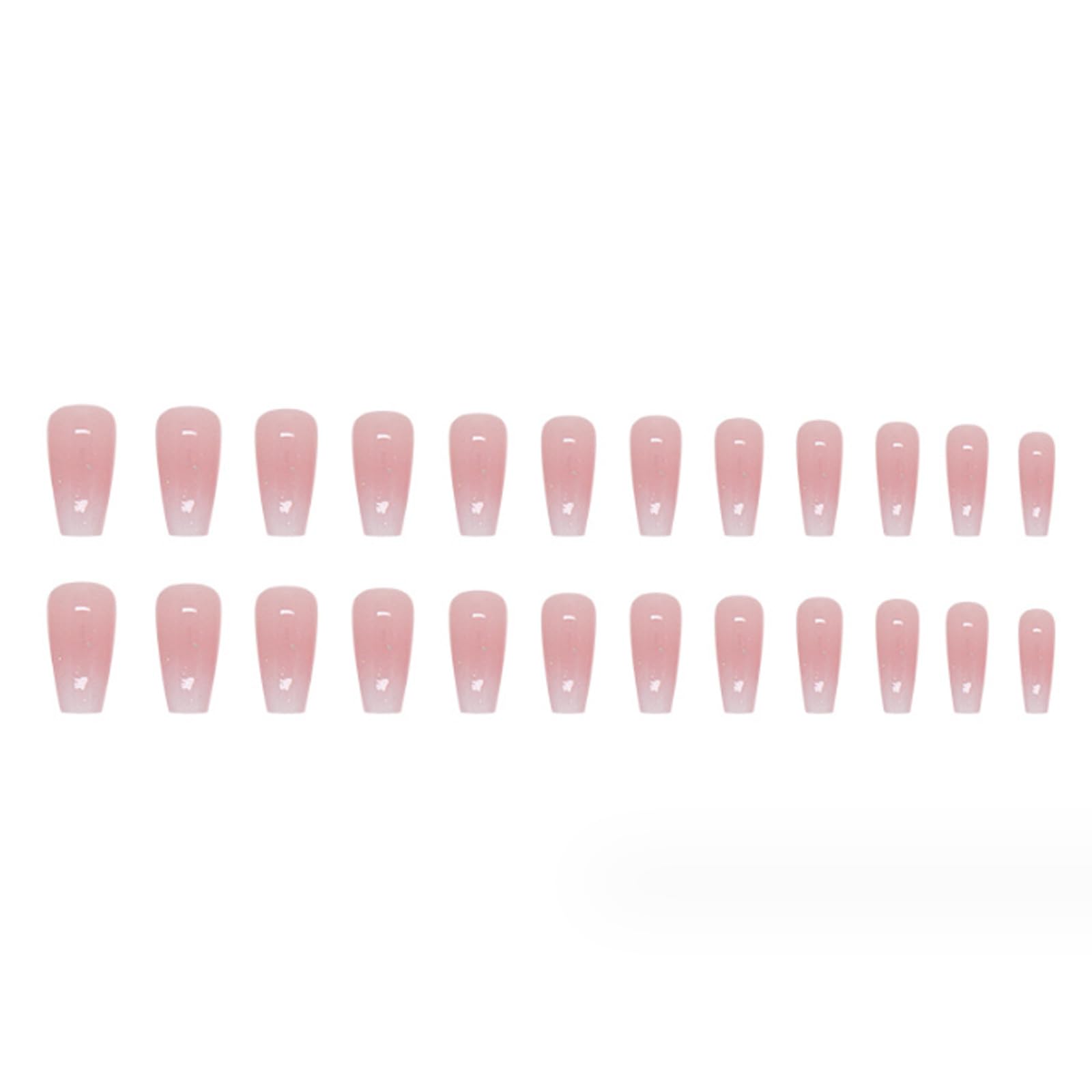 Close up of glossy shimmery pink press on nails for women