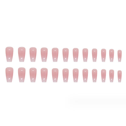 Close up of glossy shimmery pink press on nails for women