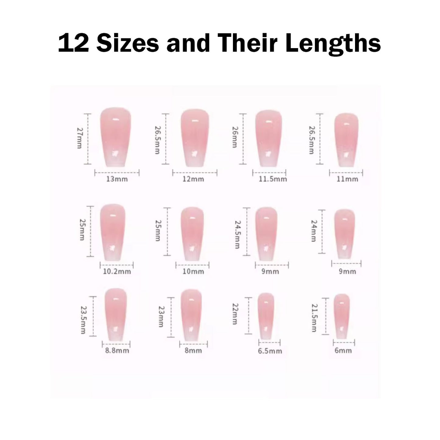 Application kit view of Hkanlre bling coffin artificial nails