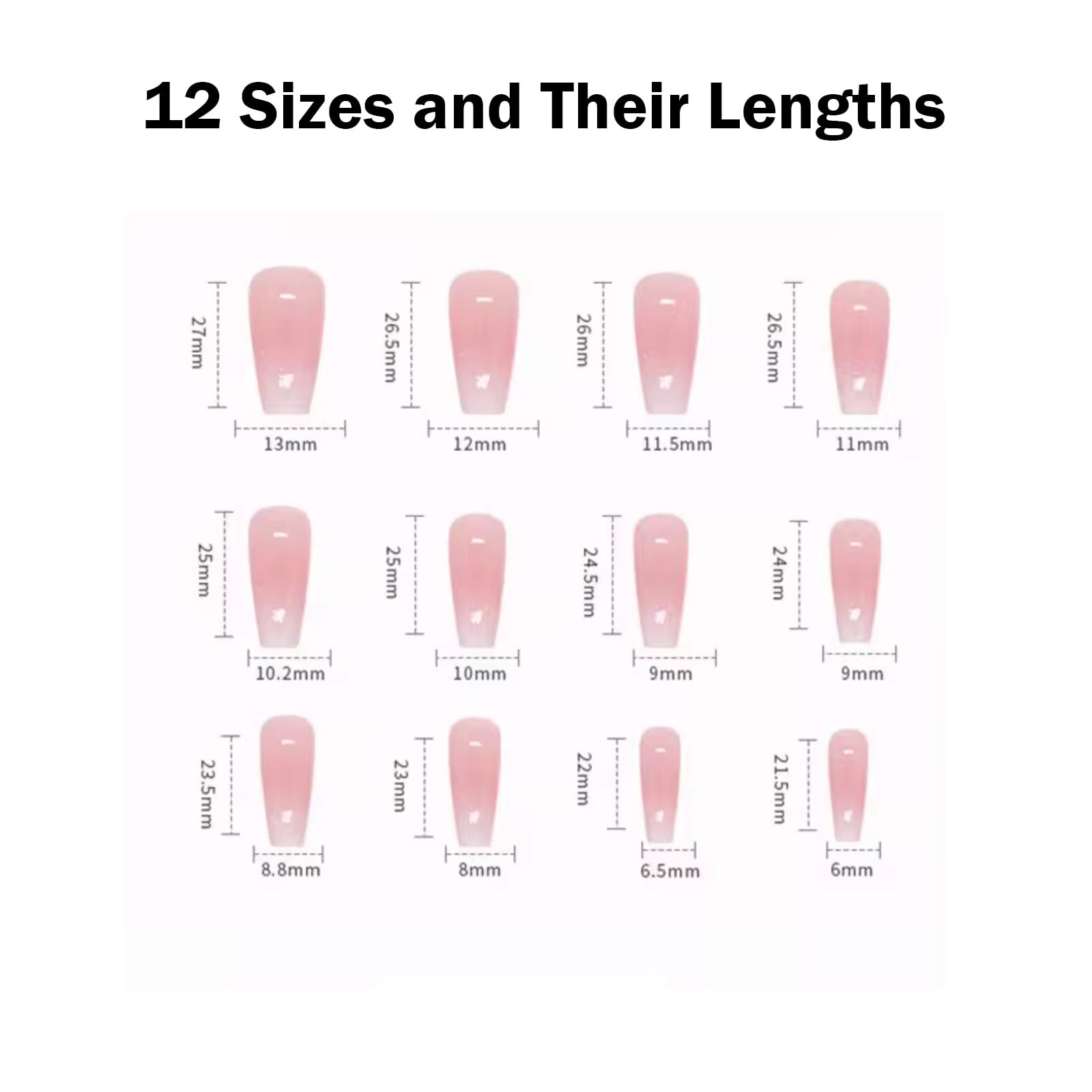 Application kit view of Hkanlre bling coffin artificial nails