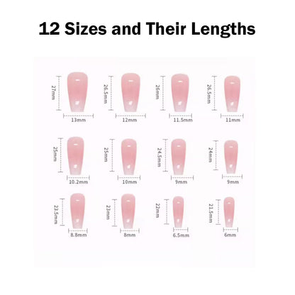 Application kit view of Hkanlre bling coffin artificial nails