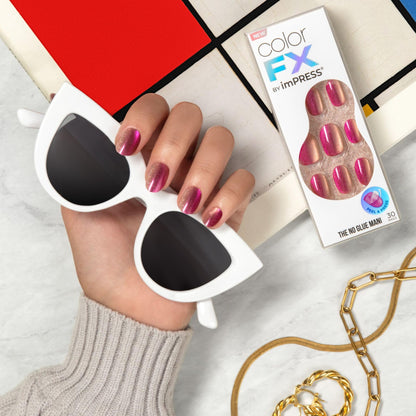 Back of packaging showing application steps for Kiss Impress press on nails