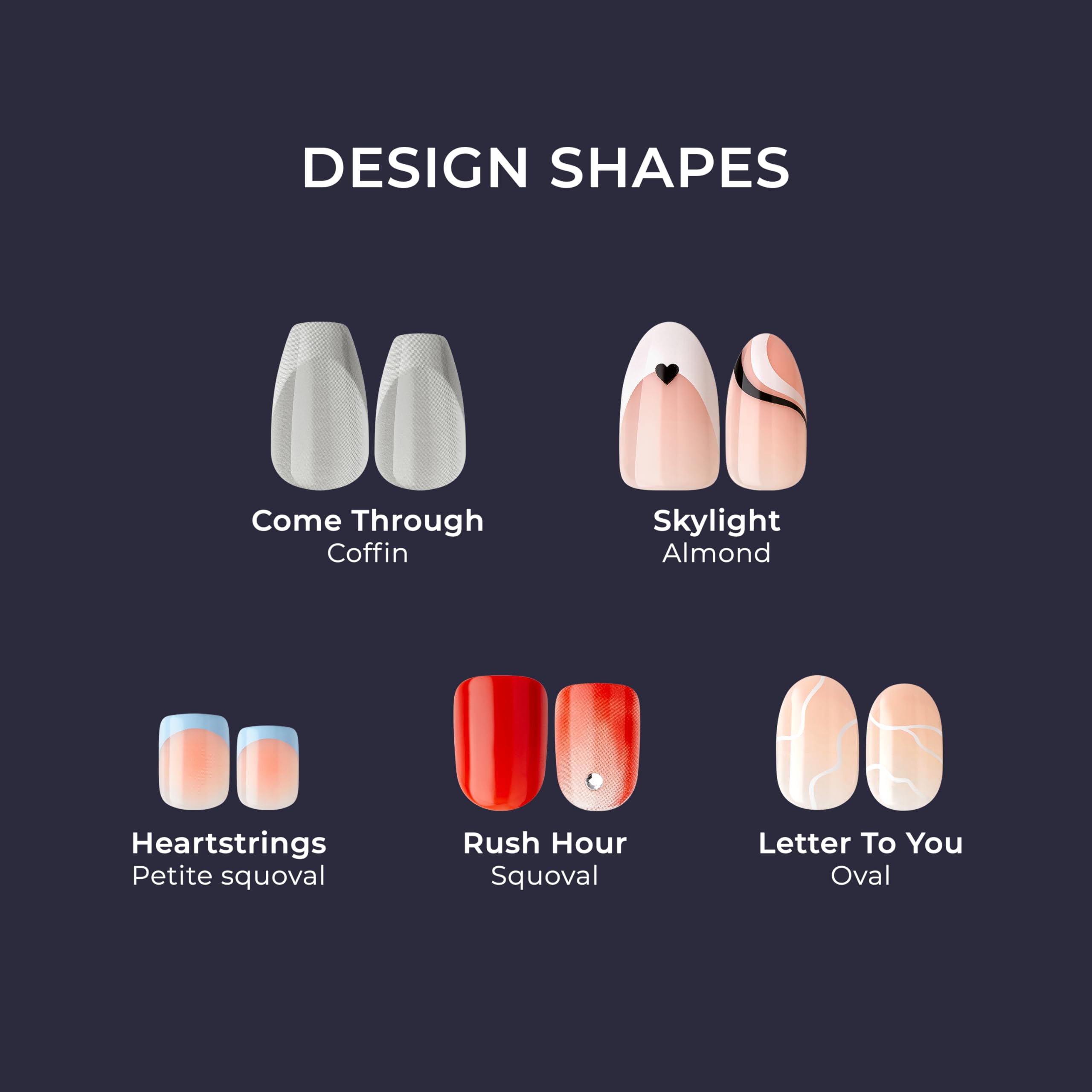 Close up of KISS imPRESS Flawless square manicure design