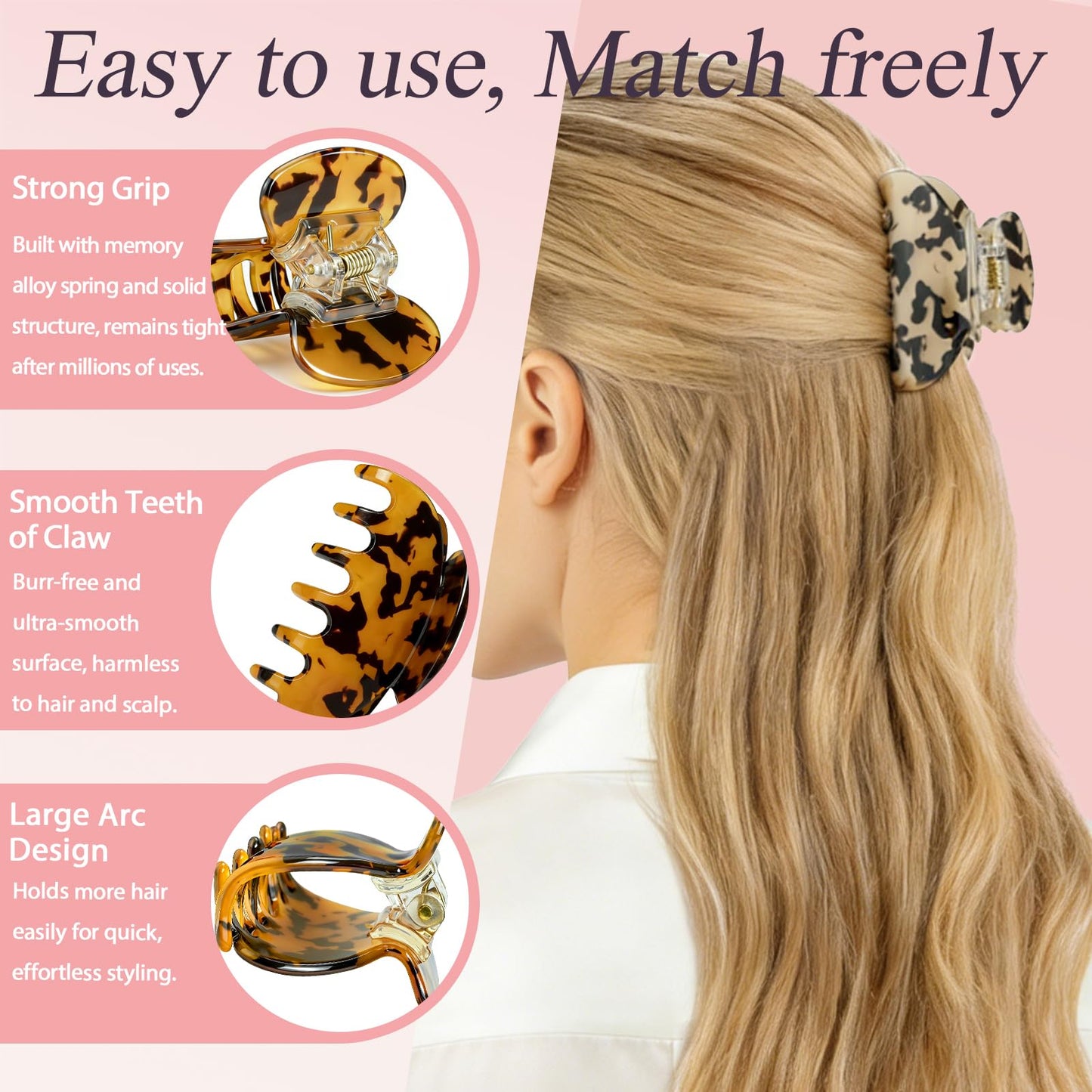 Top view showing the elegant dual color palette of the leopard print hair accessory set.
