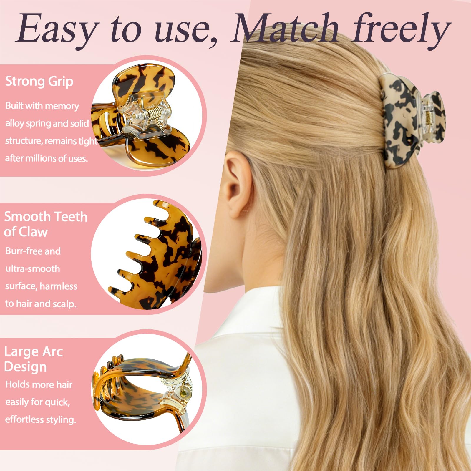 Top view showing the elegant dual color palette of the leopard print hair accessory set.