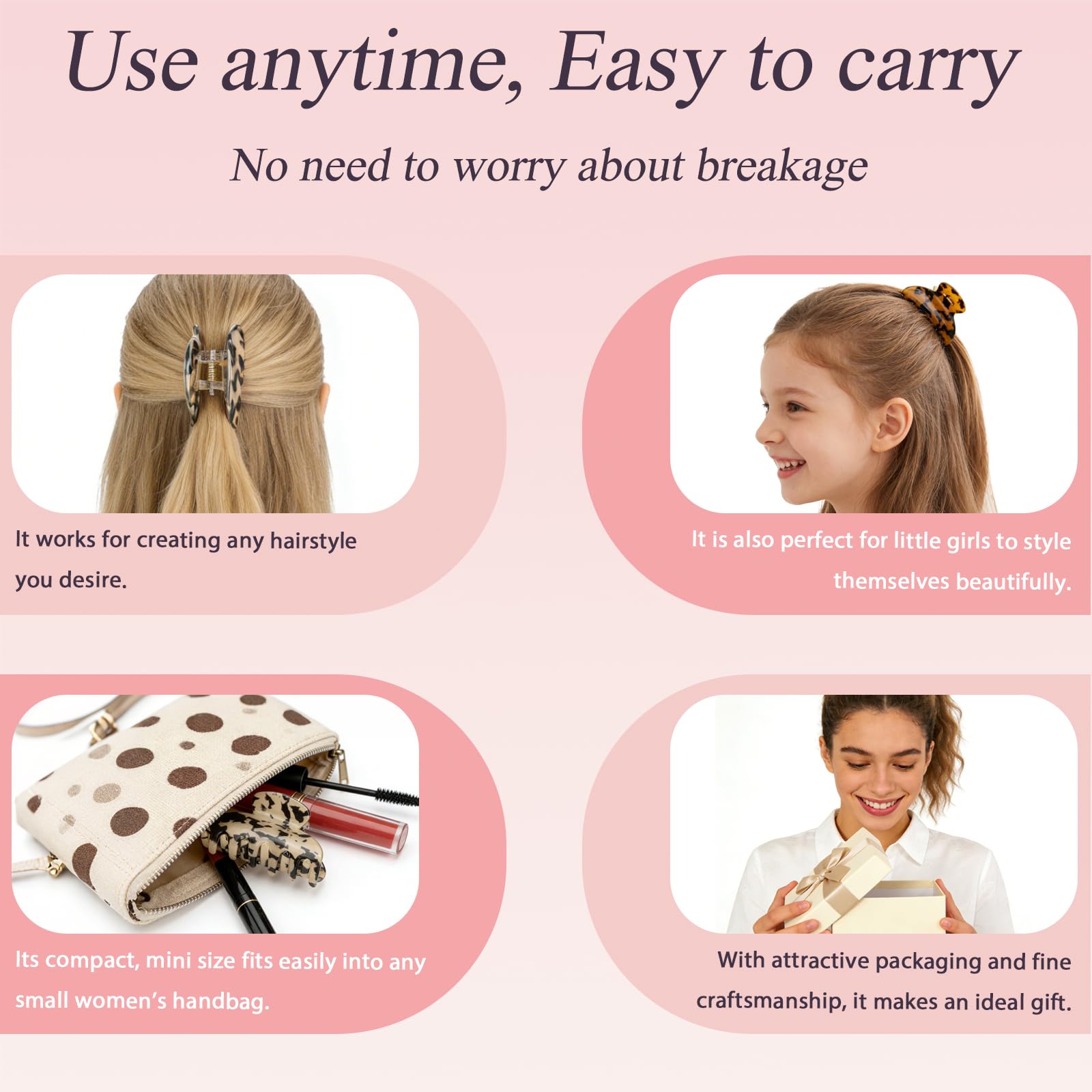 Two pieces of JIRIS fashion jaw clips styled neatly alongside professional hair tools.