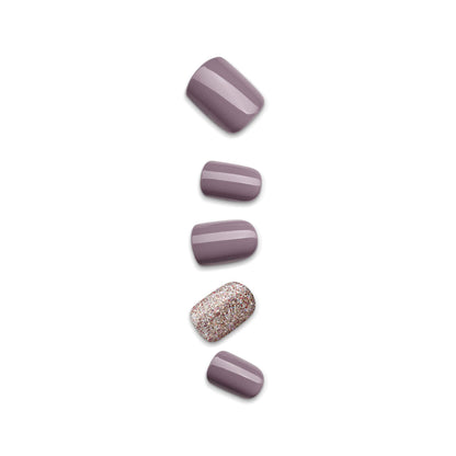 Side view of short square press-on nails on fingers