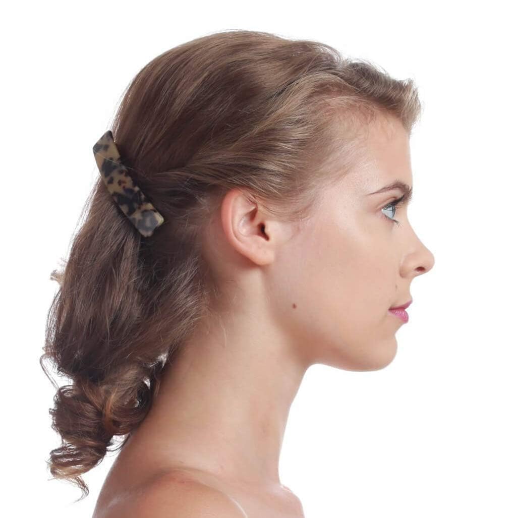 Fsmiling small rectangular hair barrettes for women showing smooth polished glossy edges