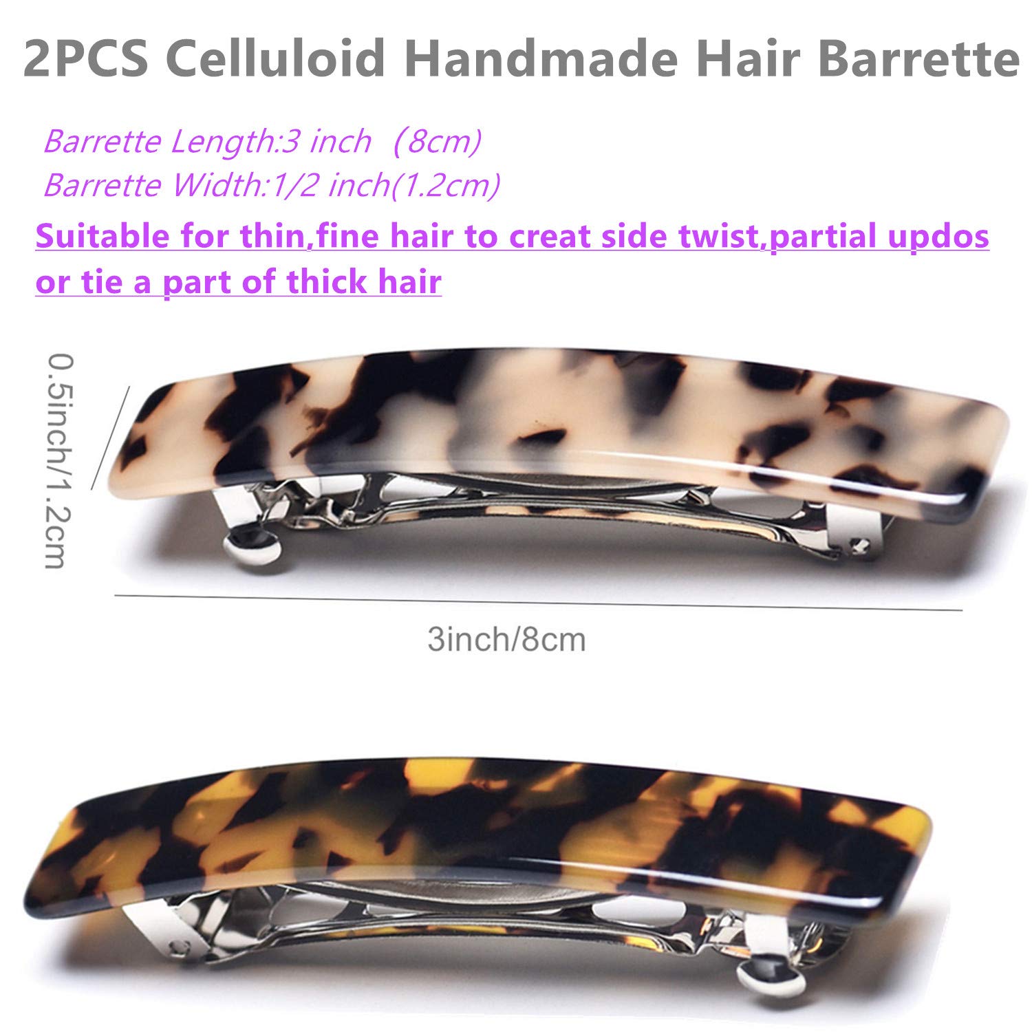 Side perspective of the three-inch Eyegla French design hair accessory showcasing its lightweight and ergonomic curved silhouette.
