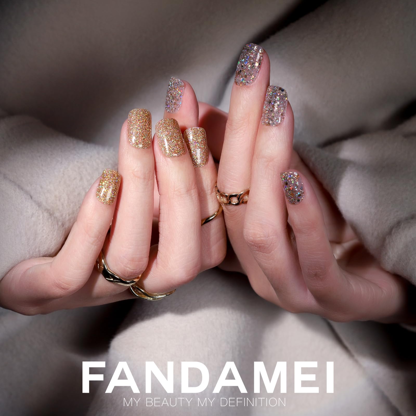 Assorted colors of Fandamei glossy and glitter press on nails