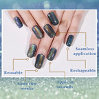 Side profile view of medium square press on nails