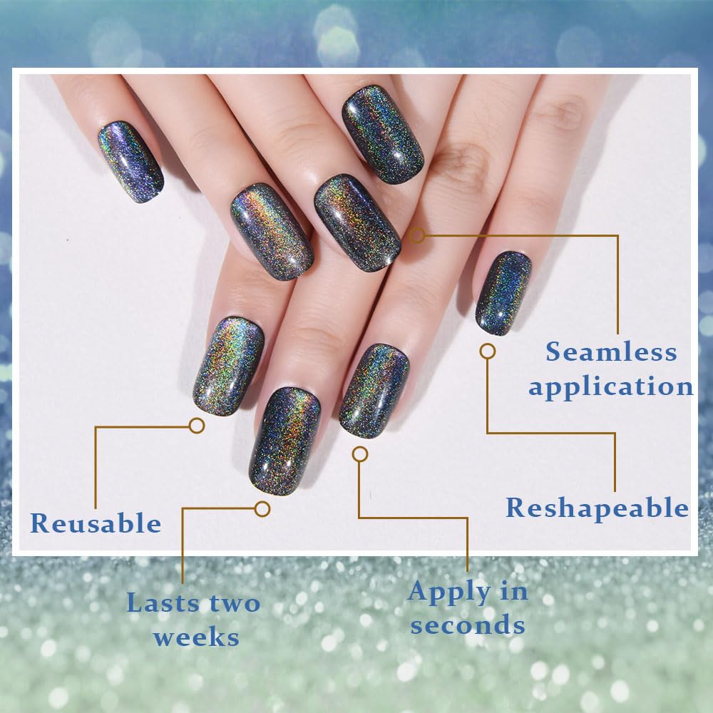 Side profile view of medium square press on nails