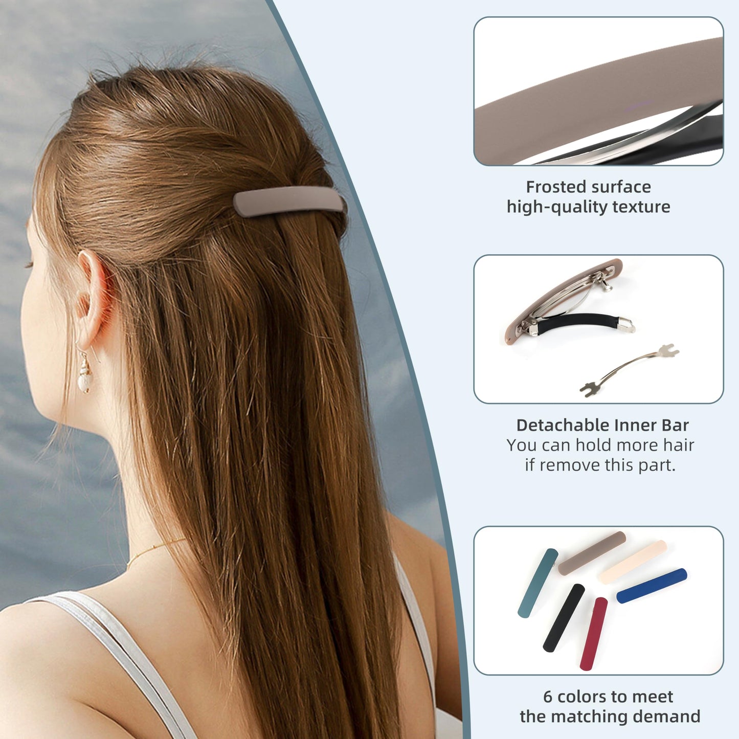 DF DUALFERV durable automatic hair accessories collection layout demonstrating 3.74 inch length dimensions.