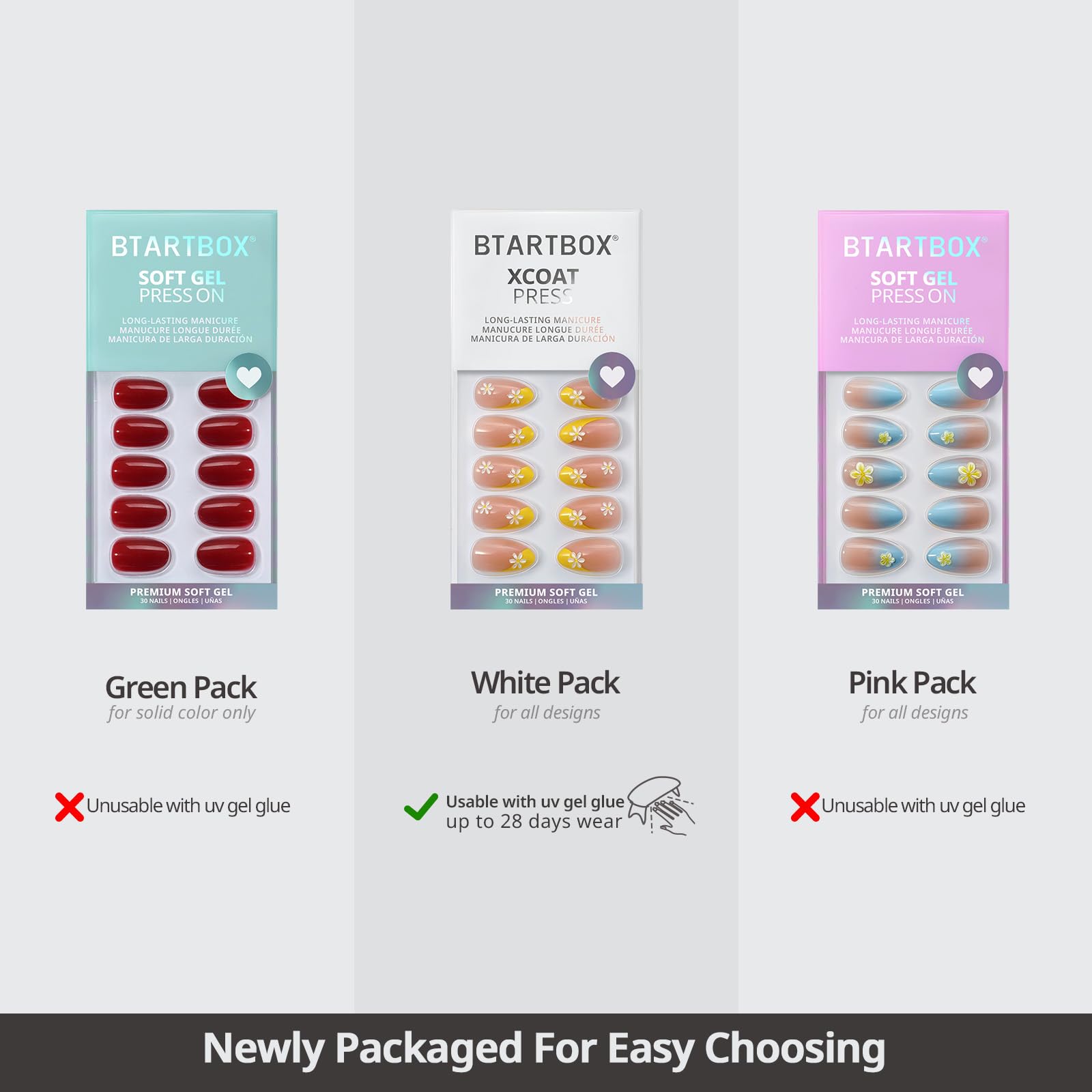 BTArtbox lamp curable soft gel nails packaging