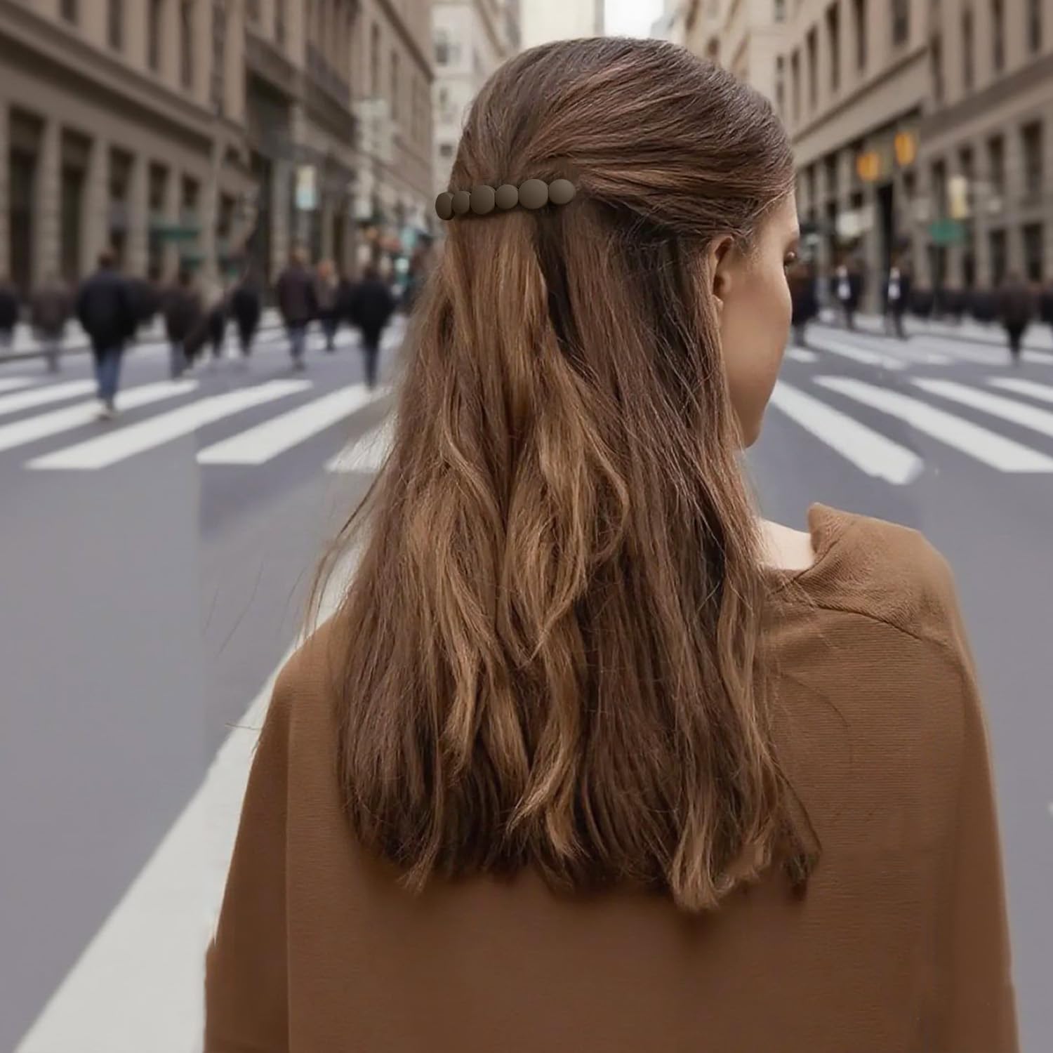 Markuii premium imported women hair barrettes showing the compact dimensions for fine hair types.