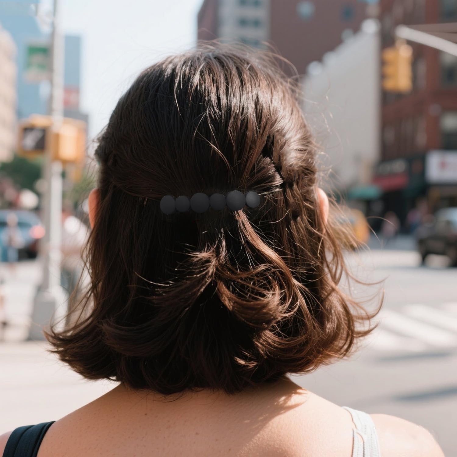 Markuii non slip automatic hair clip set demonstrating the flat back profile design.