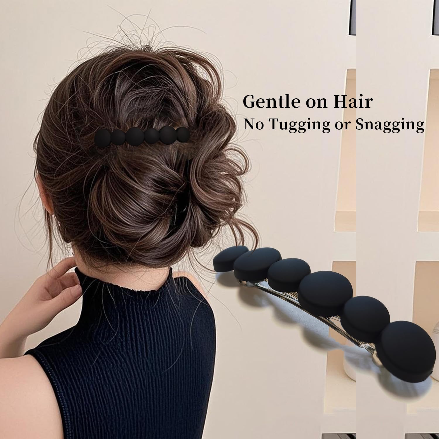 Markuii authentic USA imported neutral tone hair barrettes in a lifestyle setup.