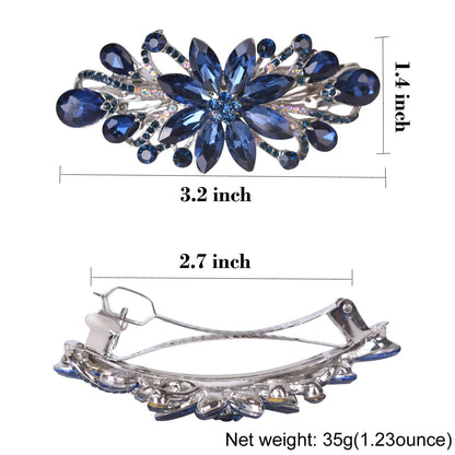 Sankuwen dark blue floral rhinestone hair clip packaged elegantly as a premium gift item for women