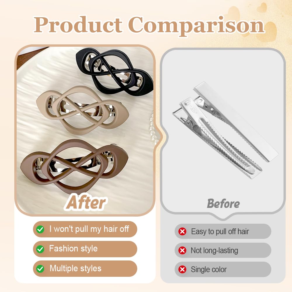 Maycreate matte flat barrette clips side profile demonstrating the slim non slip design profile.