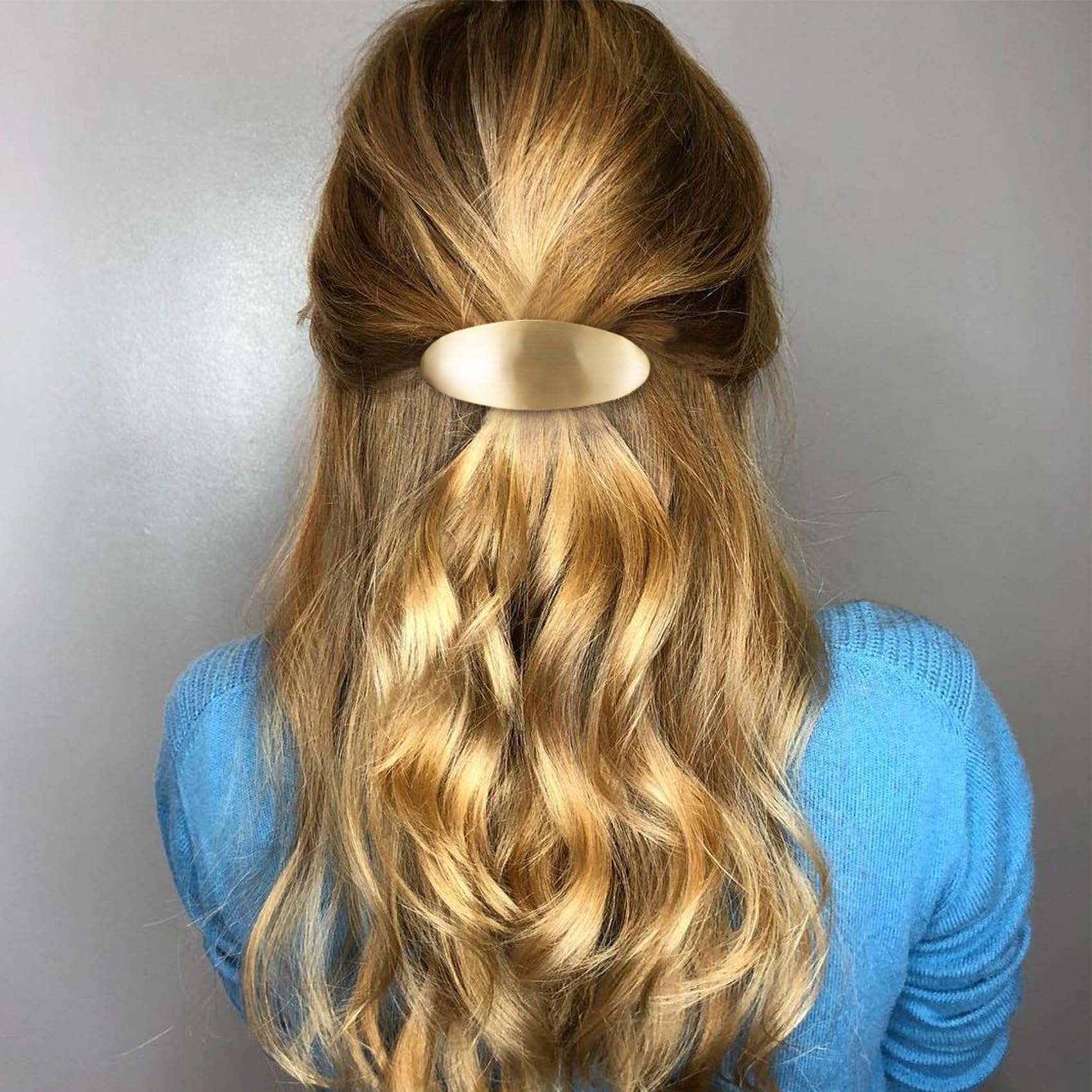 Side profile of CustomyLife antique luxury gold barrette for formal wedding hairstyles