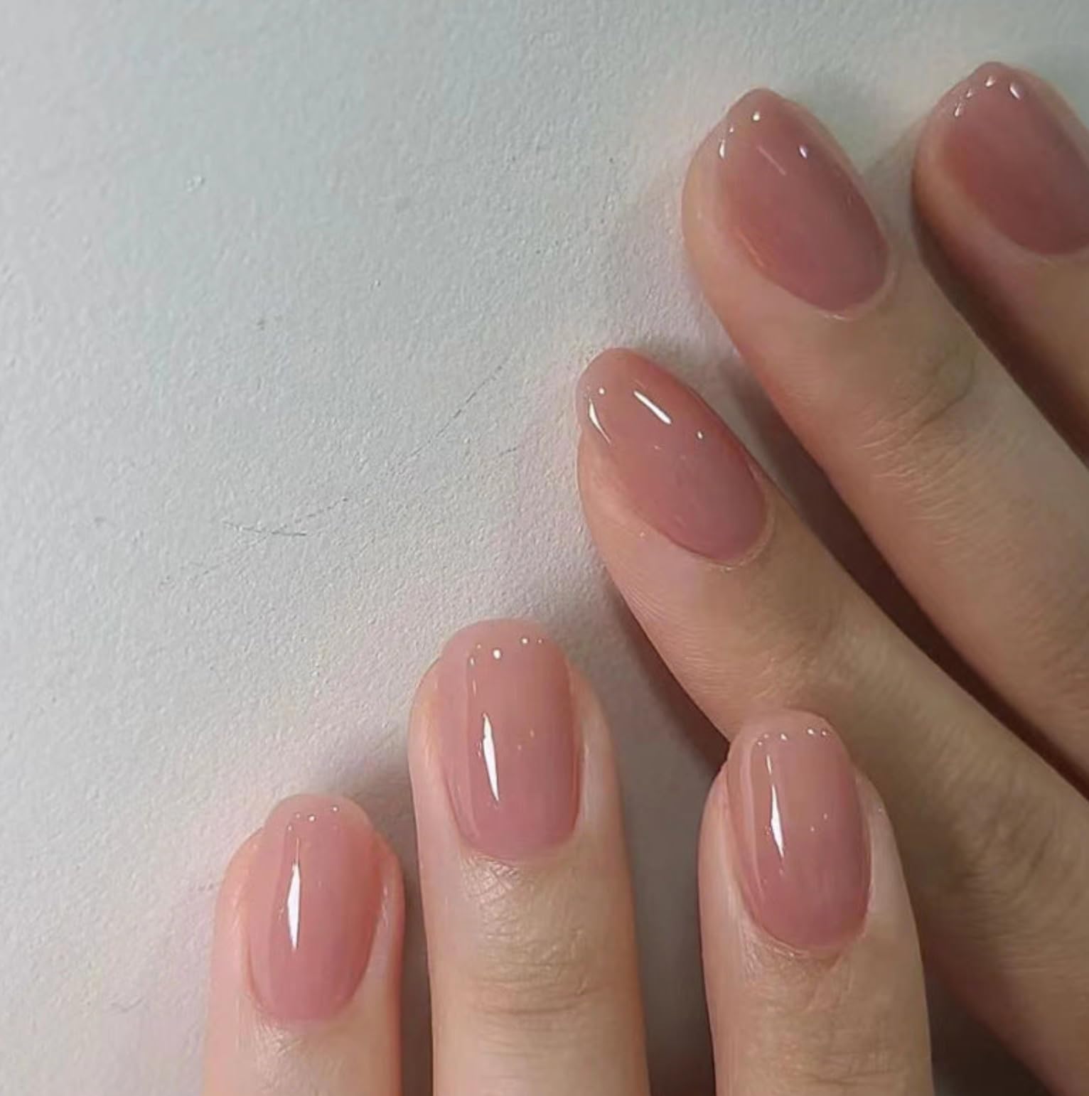 Honey peach pink oval press on nails kit