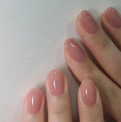 Honey peach pink oval press on nails kit