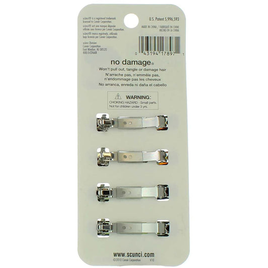 Close up of Scunci tortoise shell and black hair clips 4 count pack