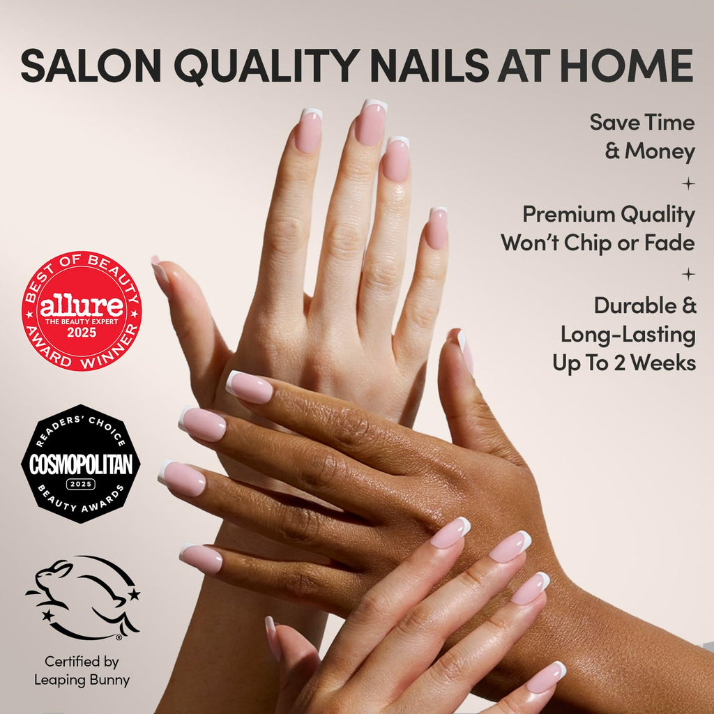 Glamnetic press on nails with micro French tip design