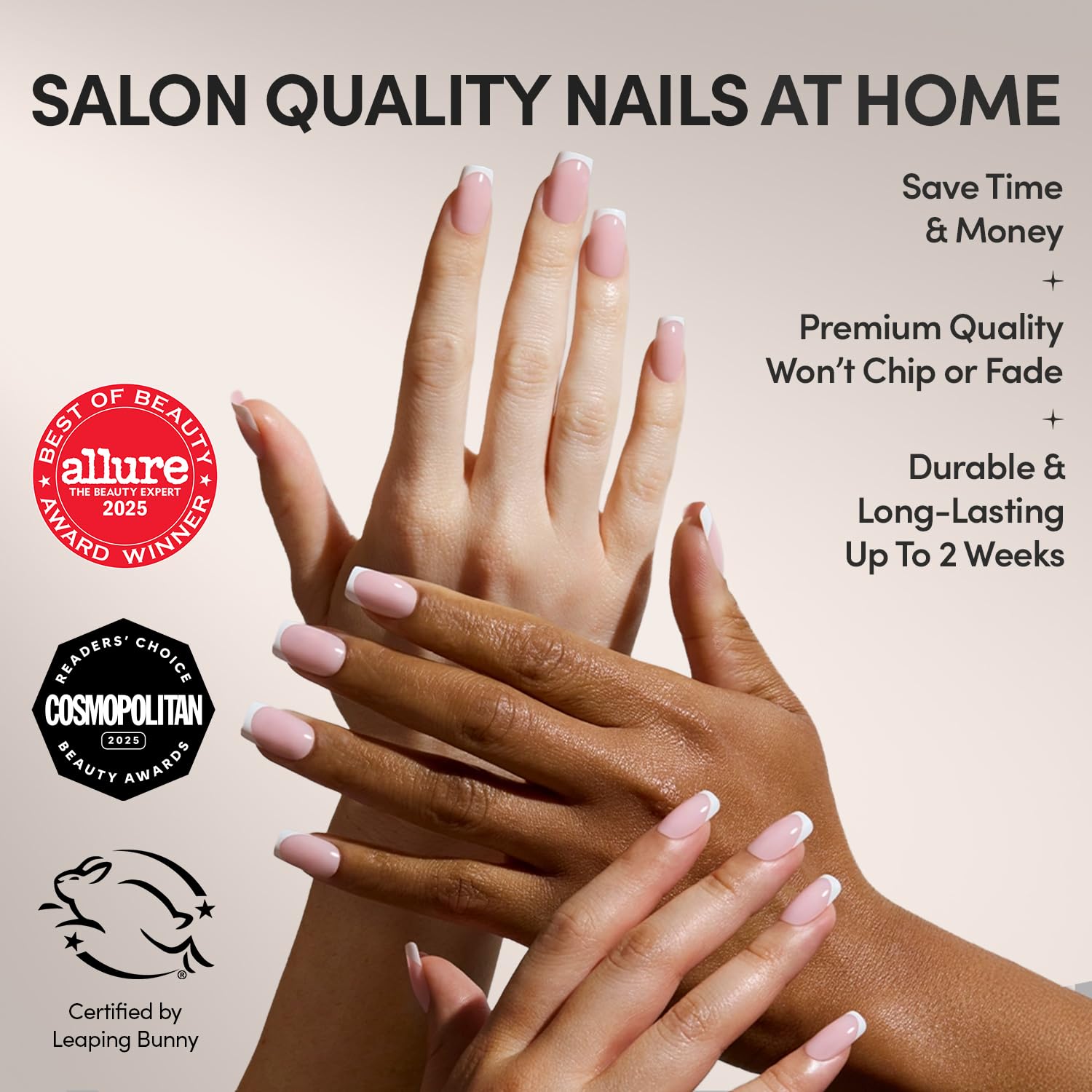 Glamnetic press on nails with micro French tip design
