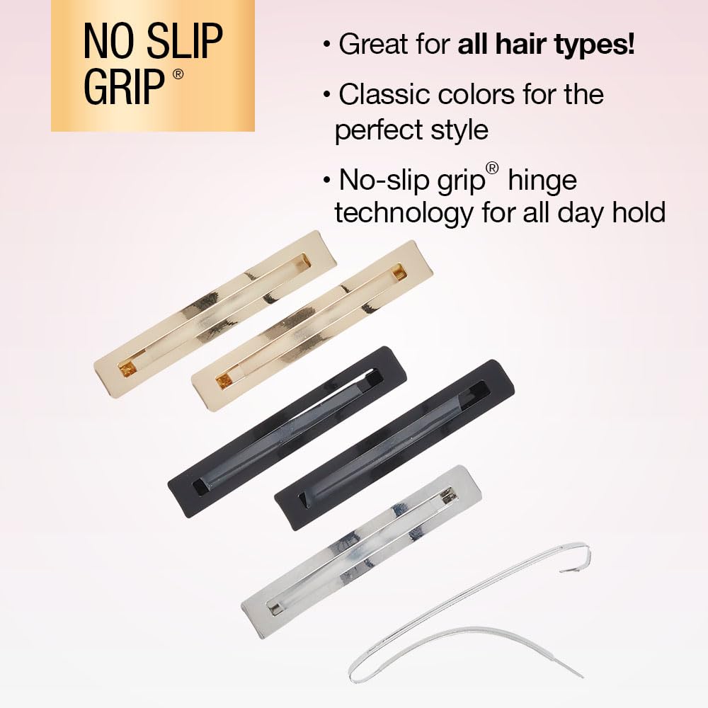 Scunci by Conair no-slip grip stay tight hair accessories showing open center metal clip design