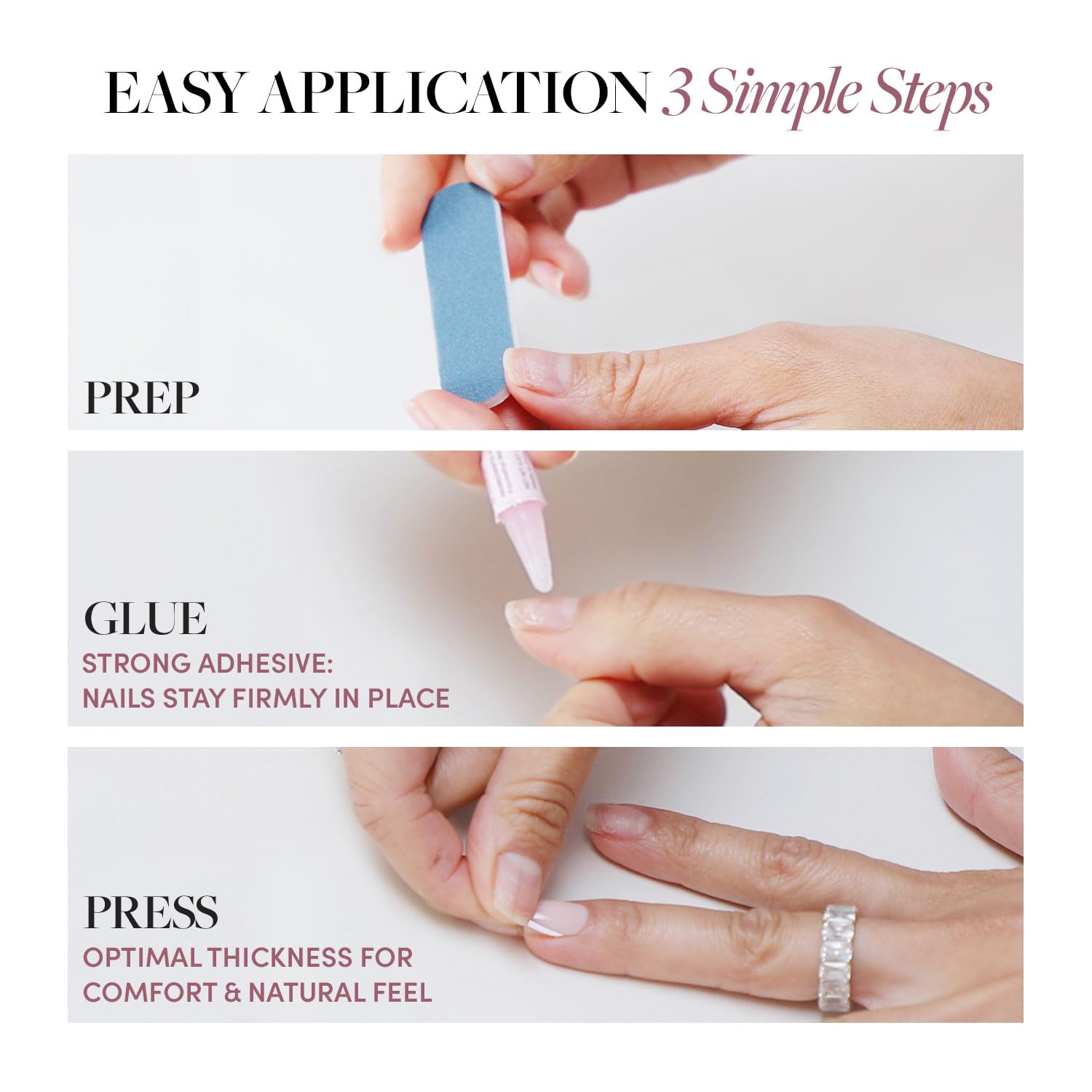 Glamnetic Classy French nails in medium square shape