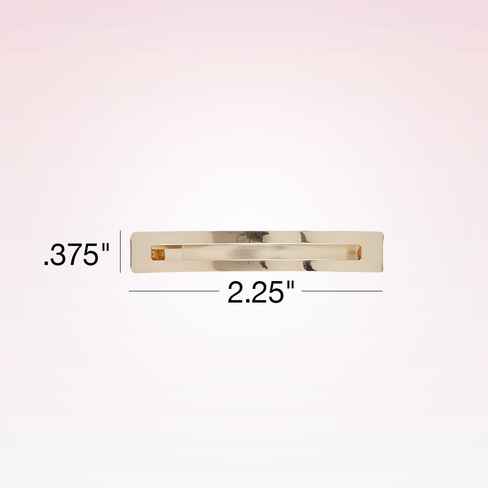 Close up view of the rectangular shaped gold black and silver premium metal styling hair barrettes