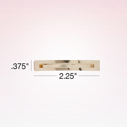 Close up view of the rectangular shaped gold black and silver premium metal styling hair barrettes