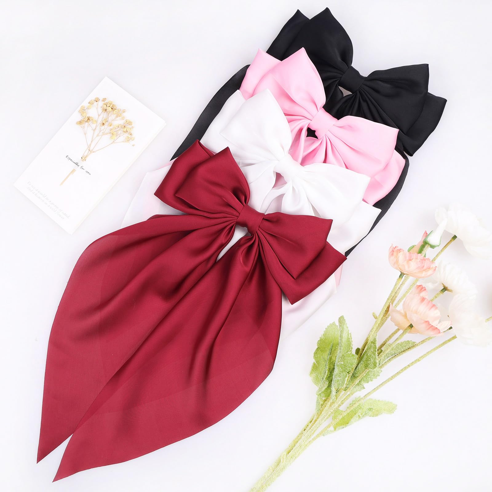 Four pieces pack of MRJ luxury hair ribbons in assorted aesthetic colors.