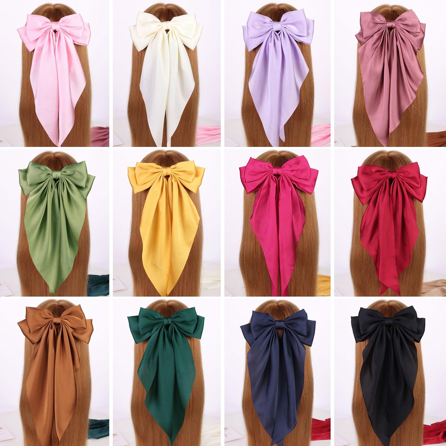 MRJ hair ribbons neatly arranged to show the lightweight fabric quality.
