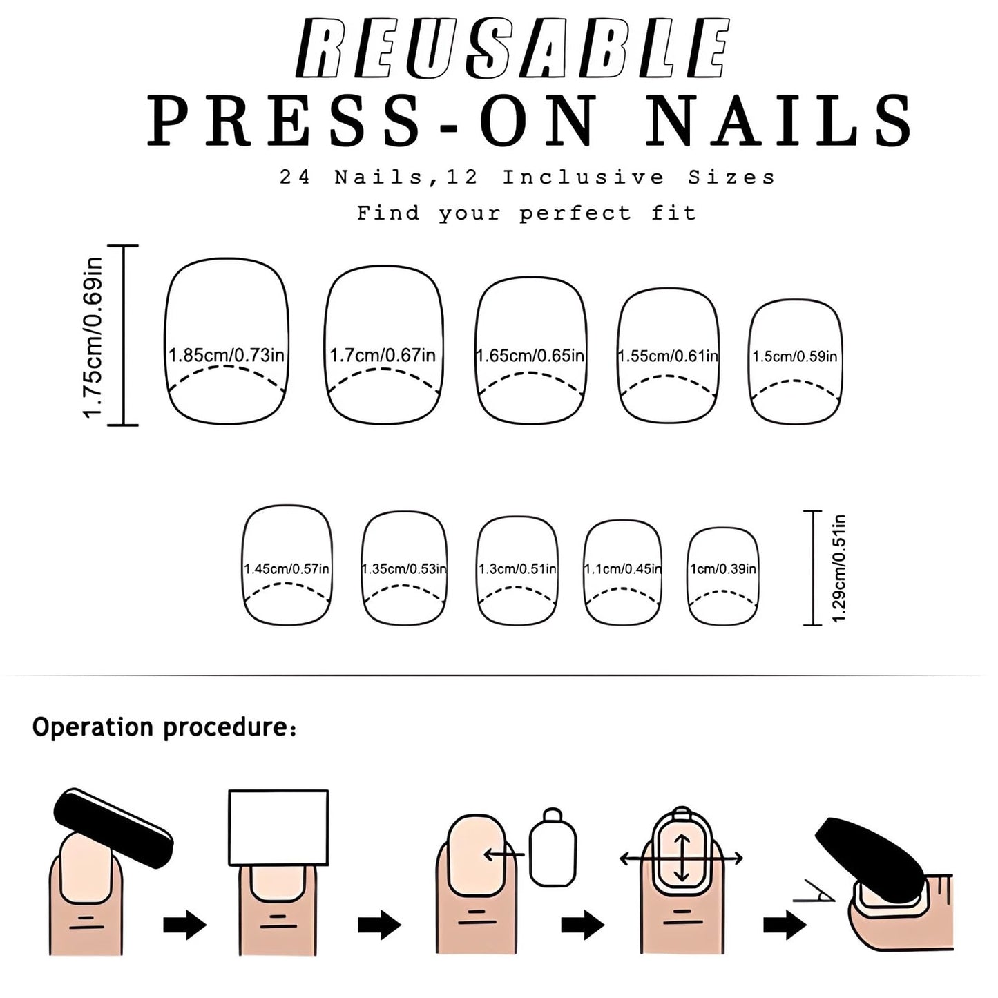 Elegant short square artificial nails for parties and daily wear