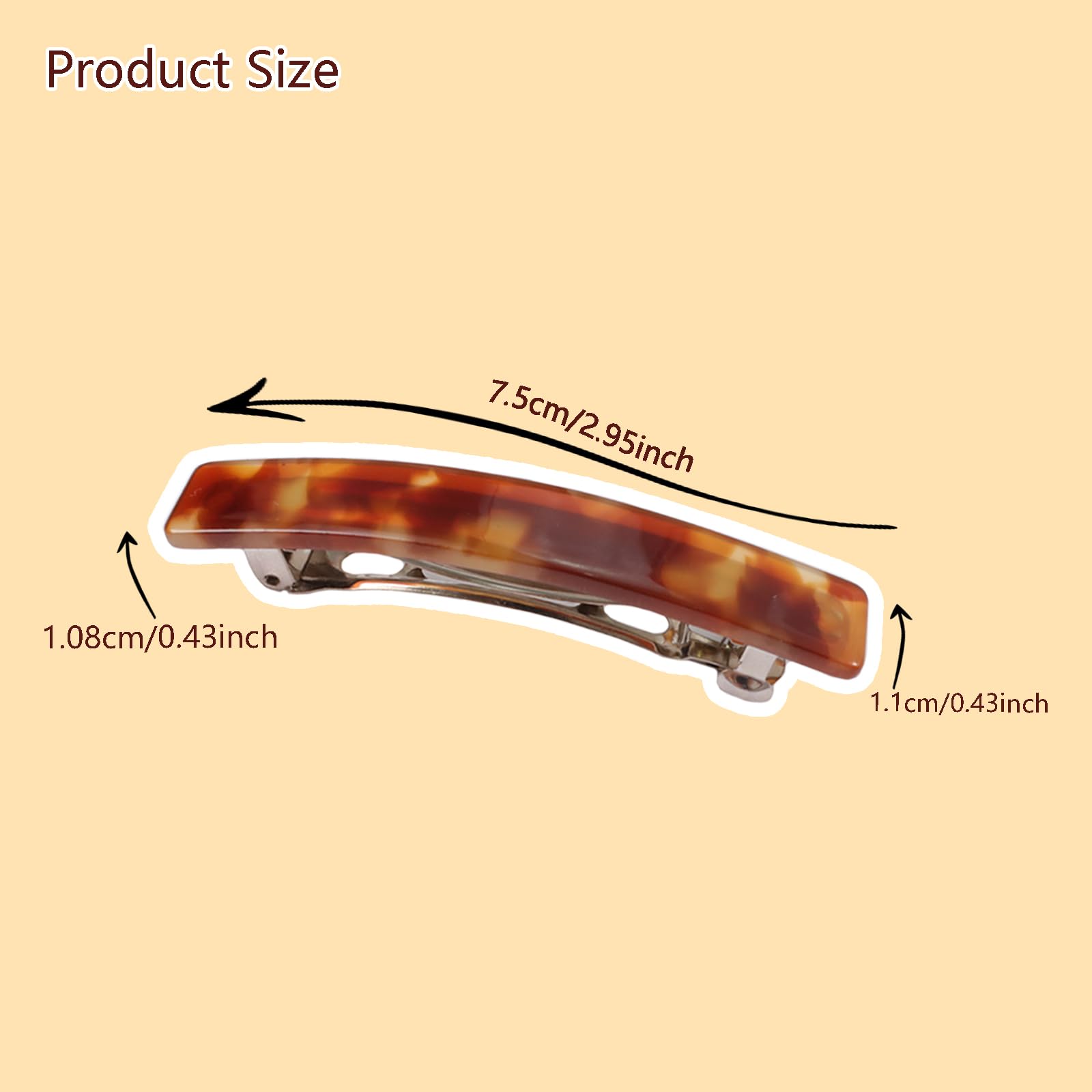Fumwase acetate shell hair clip showing the secure non slip metal spring mechanism