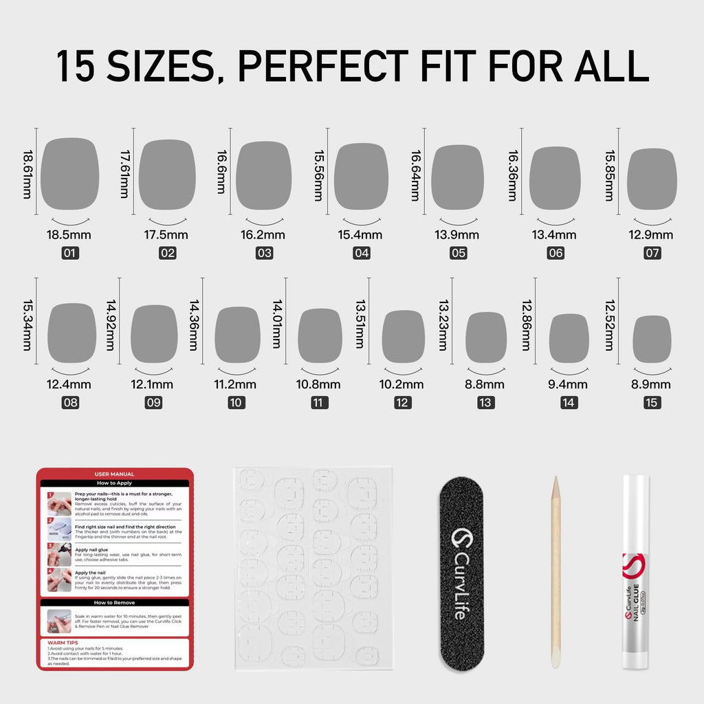 Curvlife reusable press on nail kit packaging