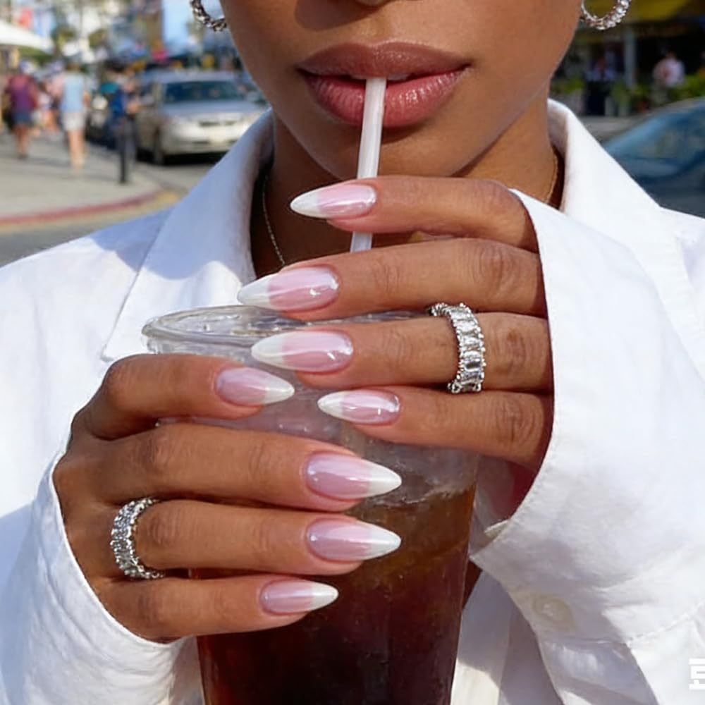 Fjsmtopl chrome design fake nails set of 24 pieces