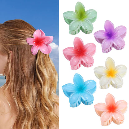 Three point three inch pastel pink and yellow floral claw clip for thick hair