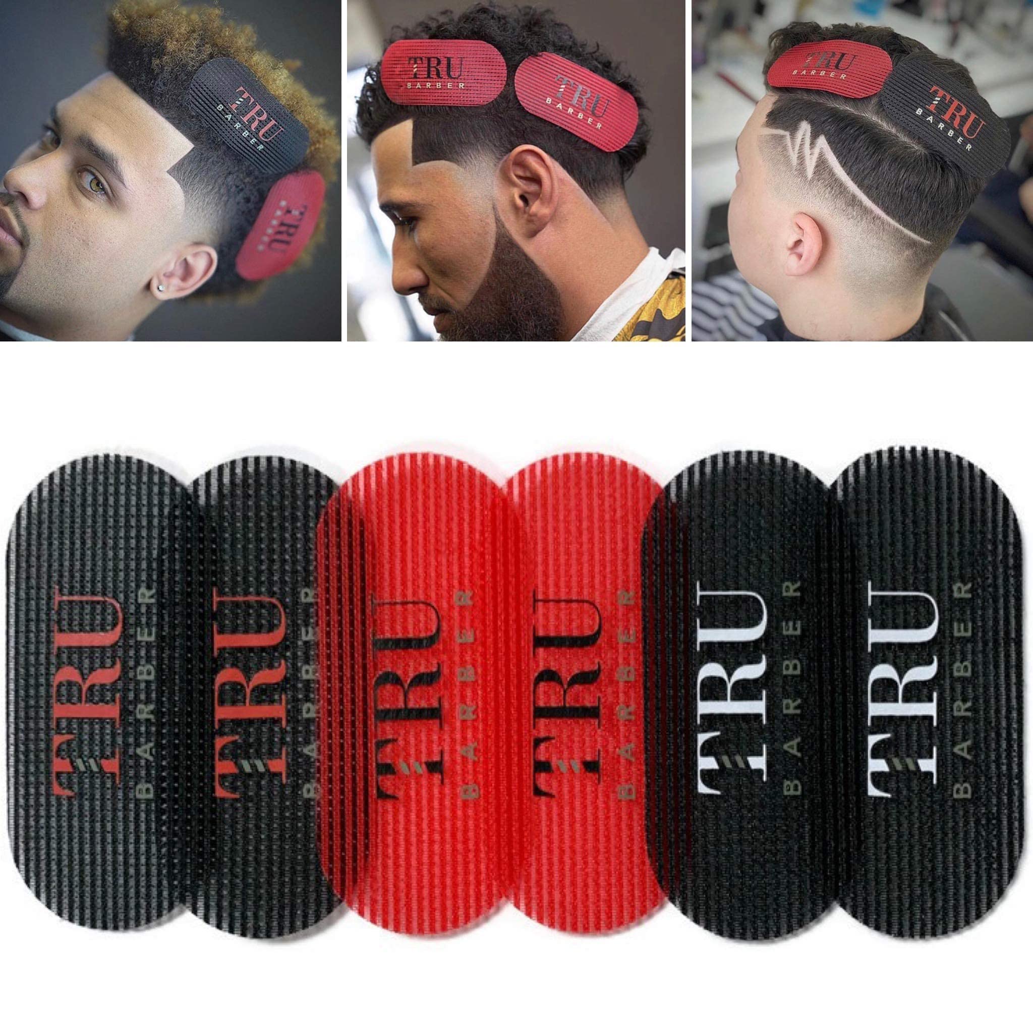 TRU BARBER professional non slip hair holder clips in black and red