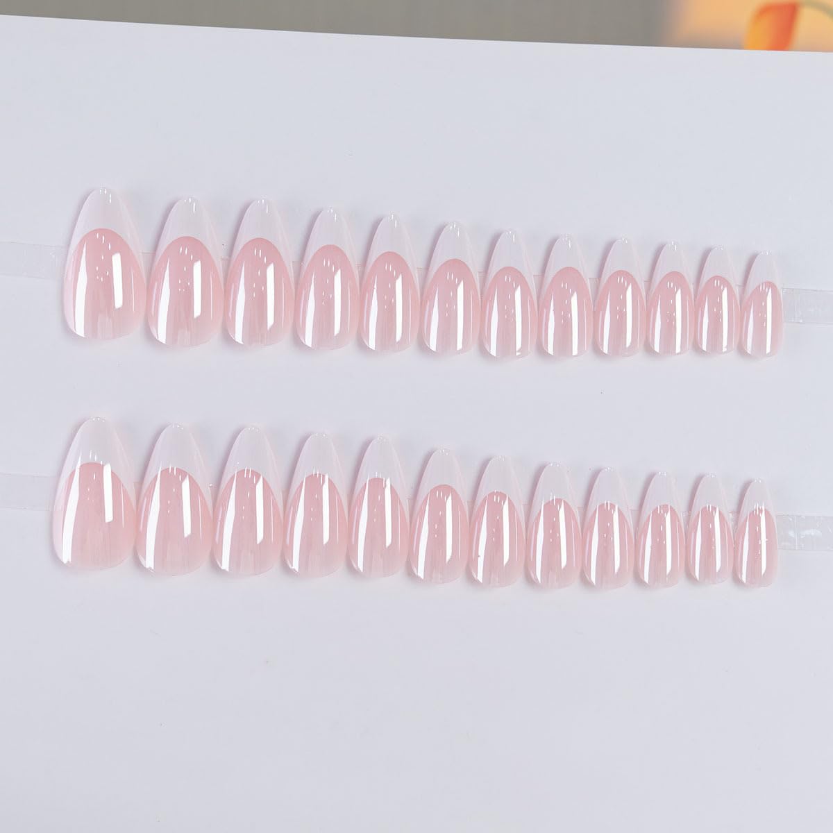 Top down view of glossy chrome finish press on nails